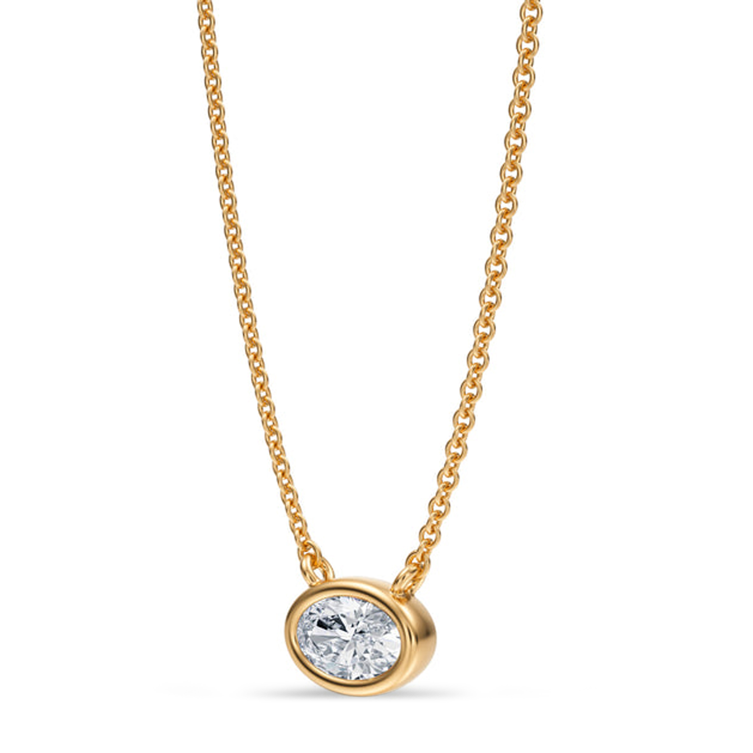 Oval Lab Diamond Solitaire Pendant Necklace 14K Yellow Gold (0.50ct)