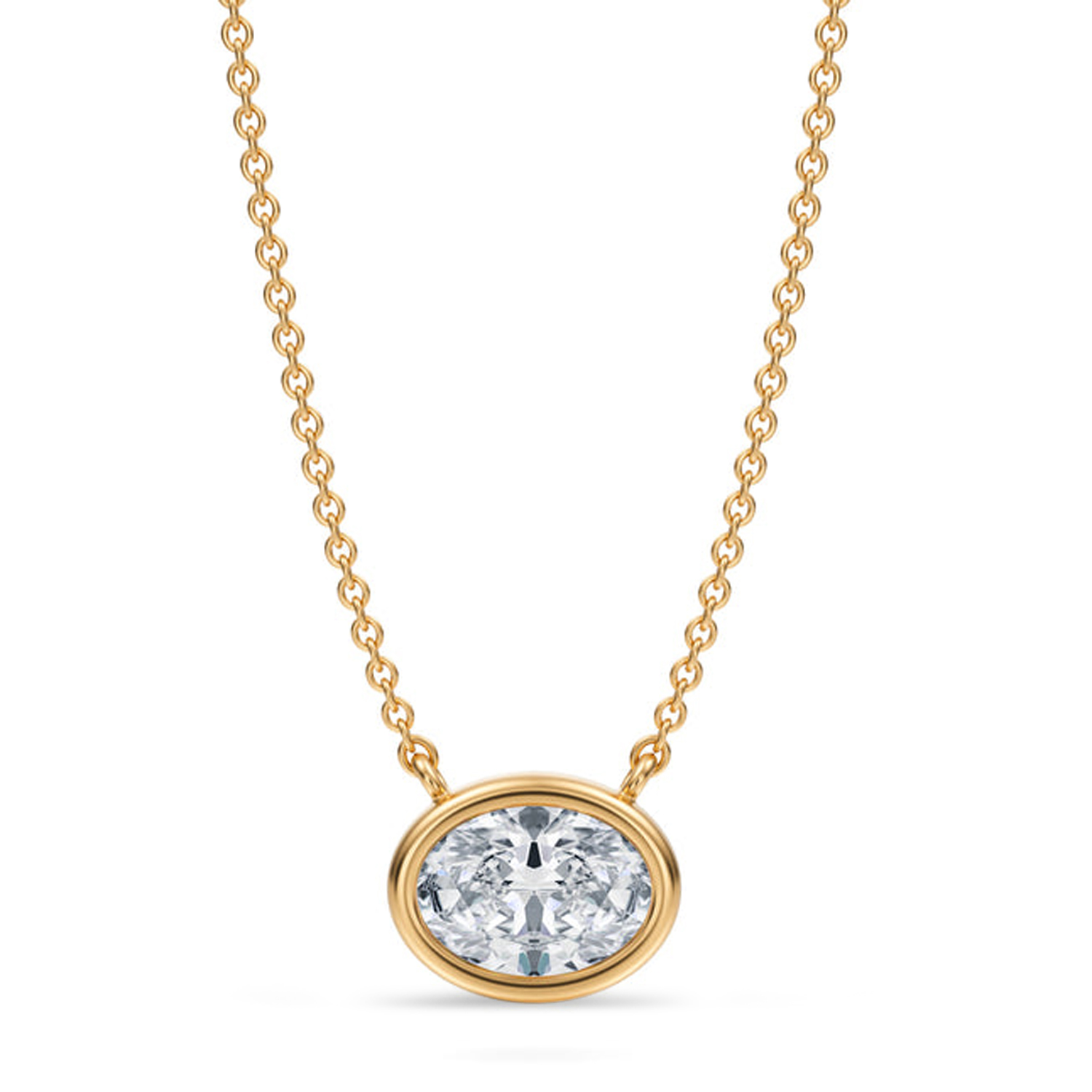 Oval Lab Diamond Pendant Necklace 14K Yellow Gold (1.00ct)