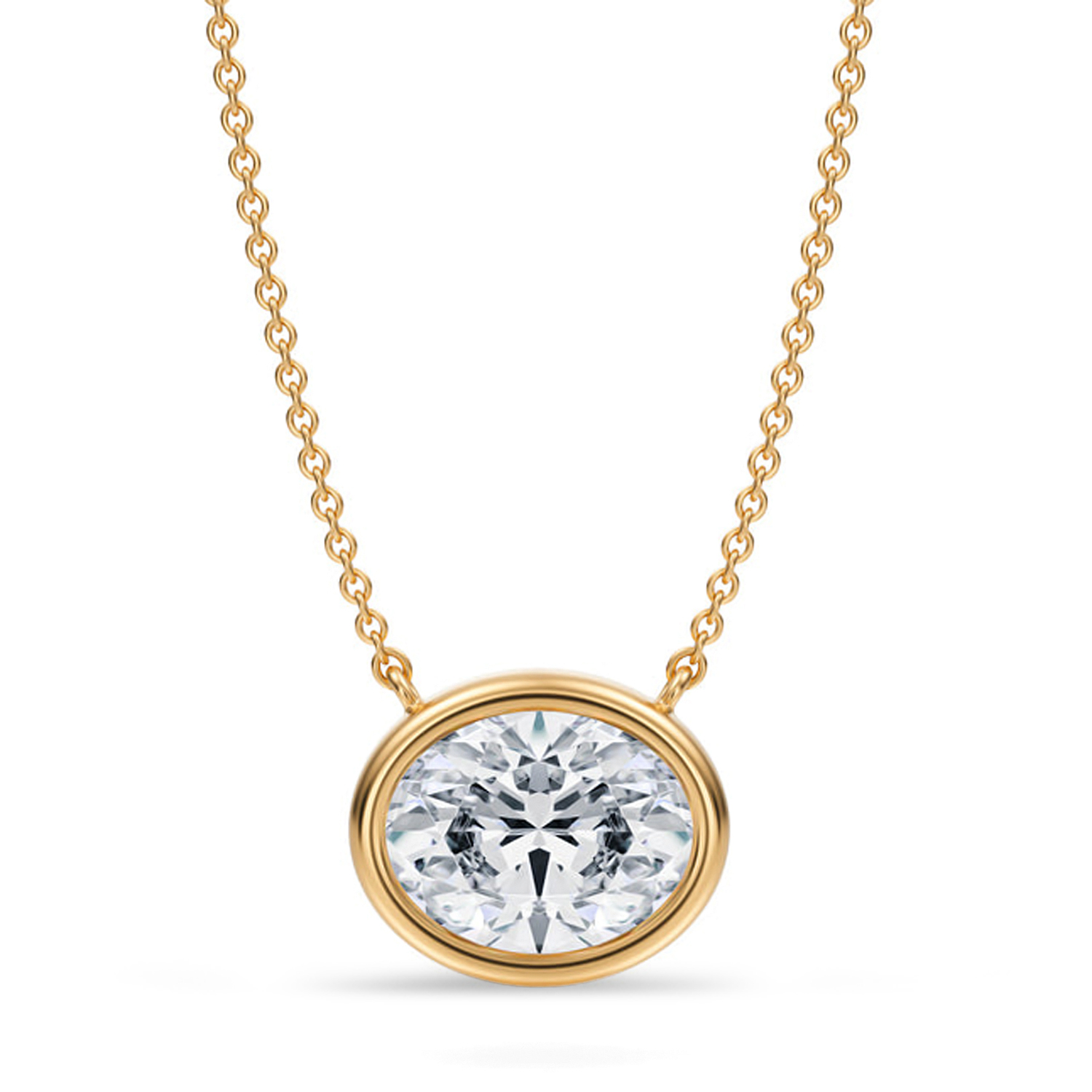 Oval Lab Diamond Pendant Necklace 14K Yellow Gold (2.50ct)