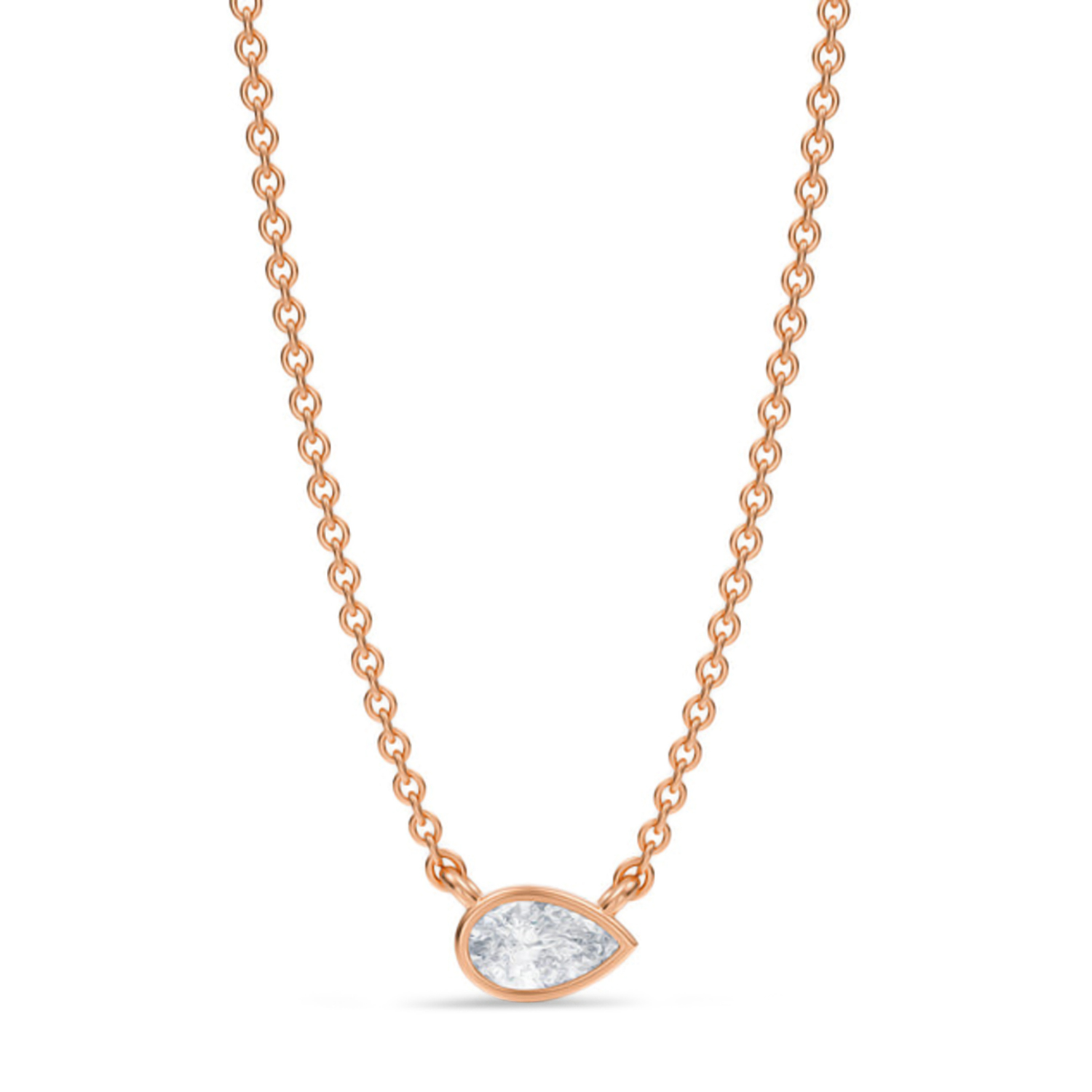 Pear Lab Diamond Pendant Necklace 14K Rose Gold (0.25ct)
