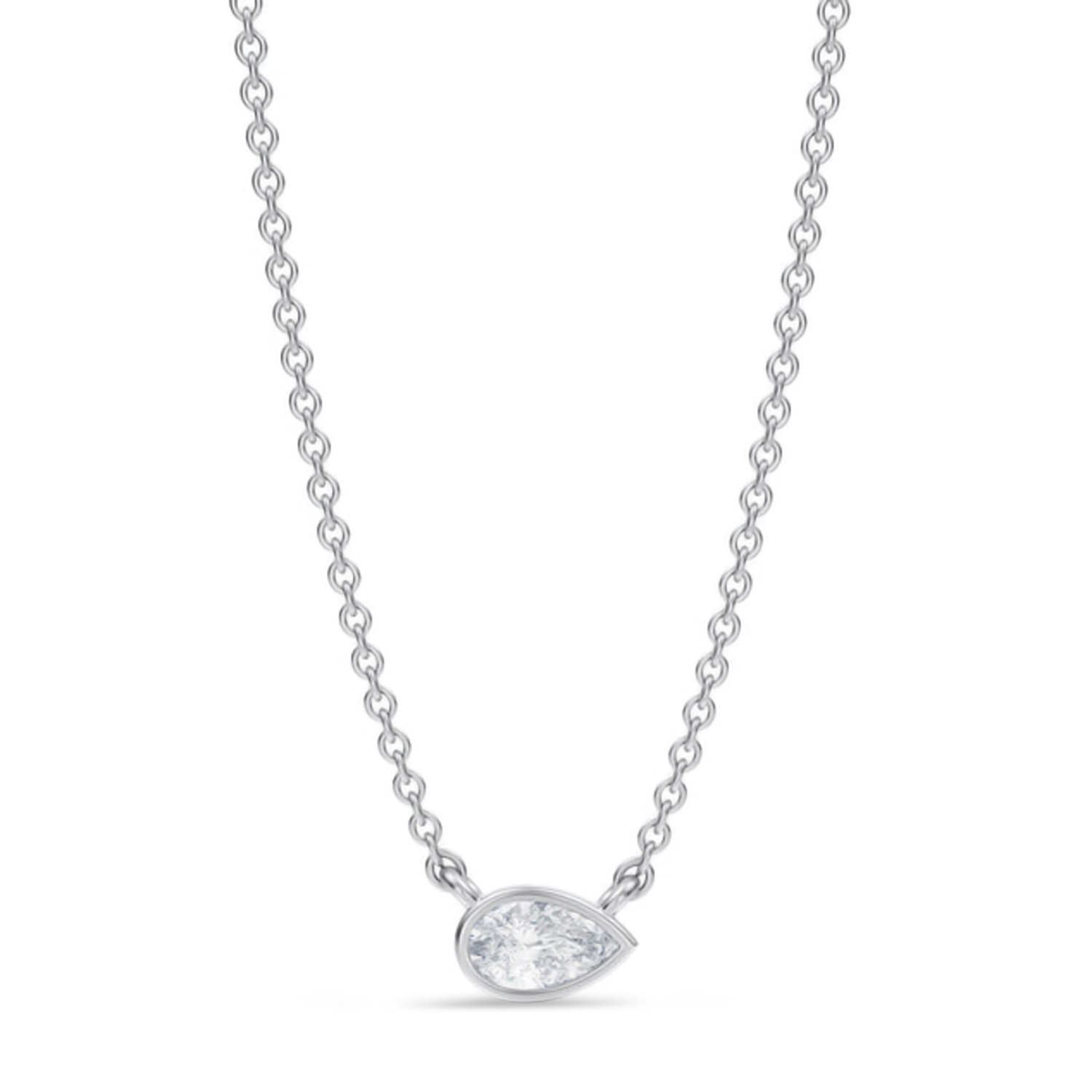 Pear Lab Diamond Pendant Necklace 14K White Gold (0.25ct)