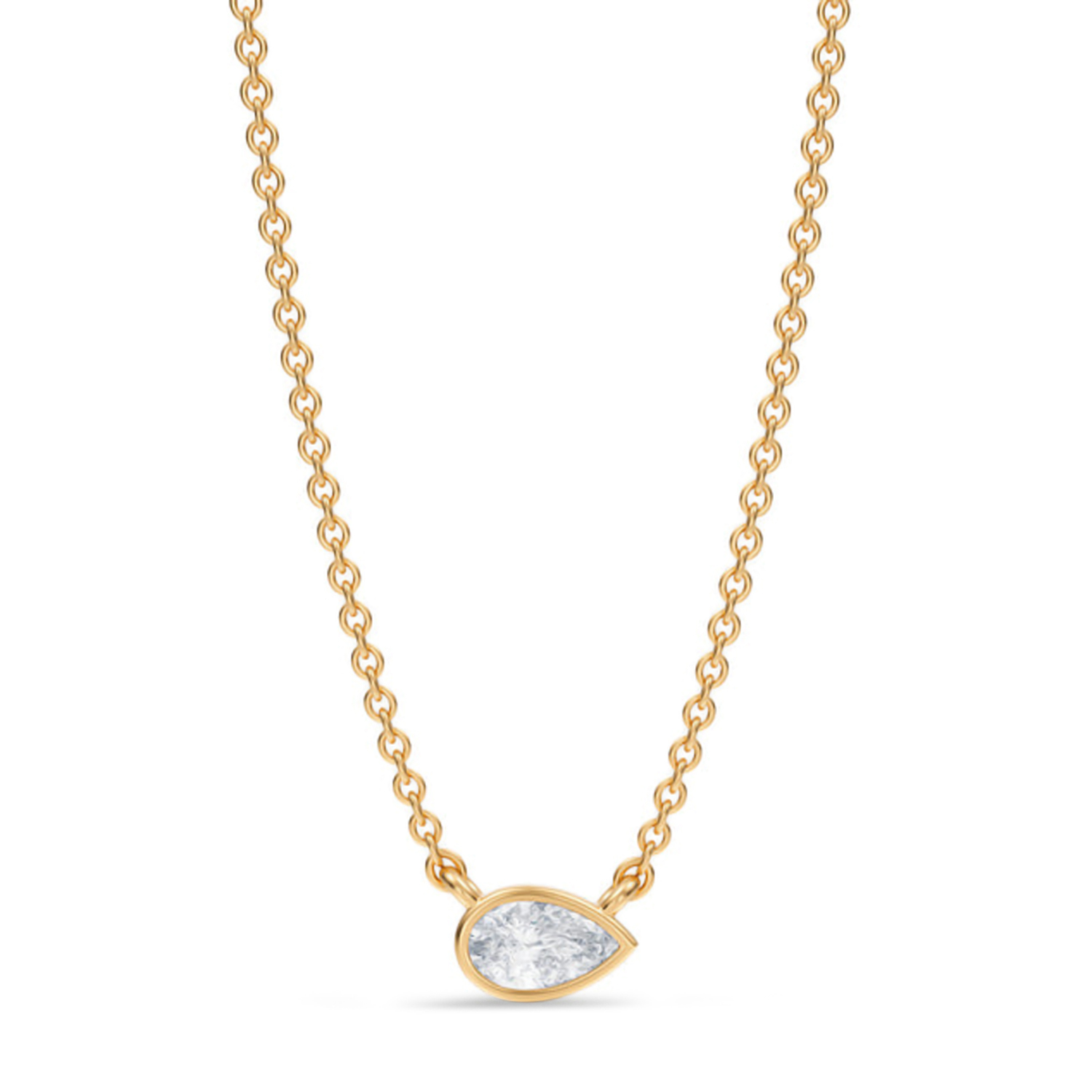 Pear Lab Diamond Pendant Necklace 14K Yellow Gold (0.25ct)