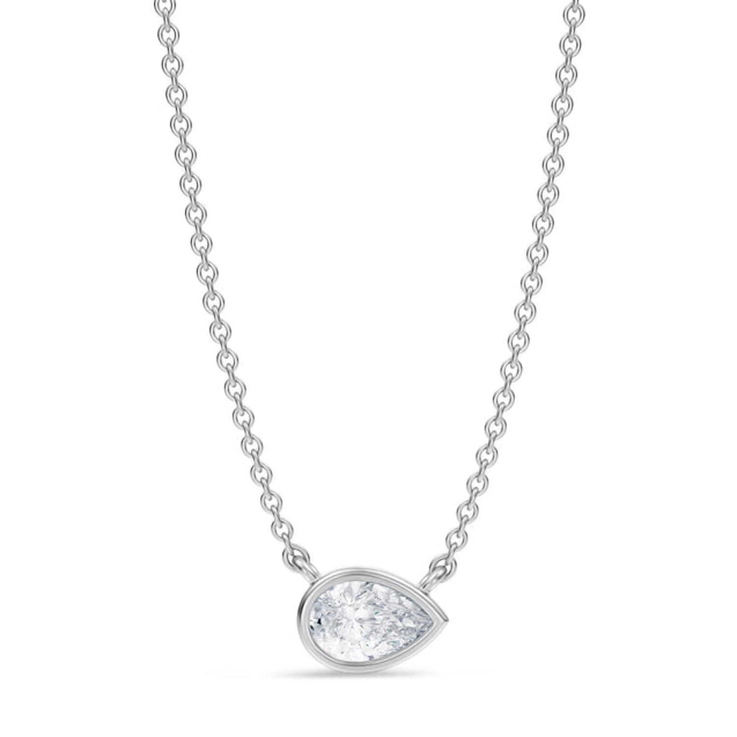Pear Lab Diamond Pendant Necklace 14K White Gold (0.50ct)
