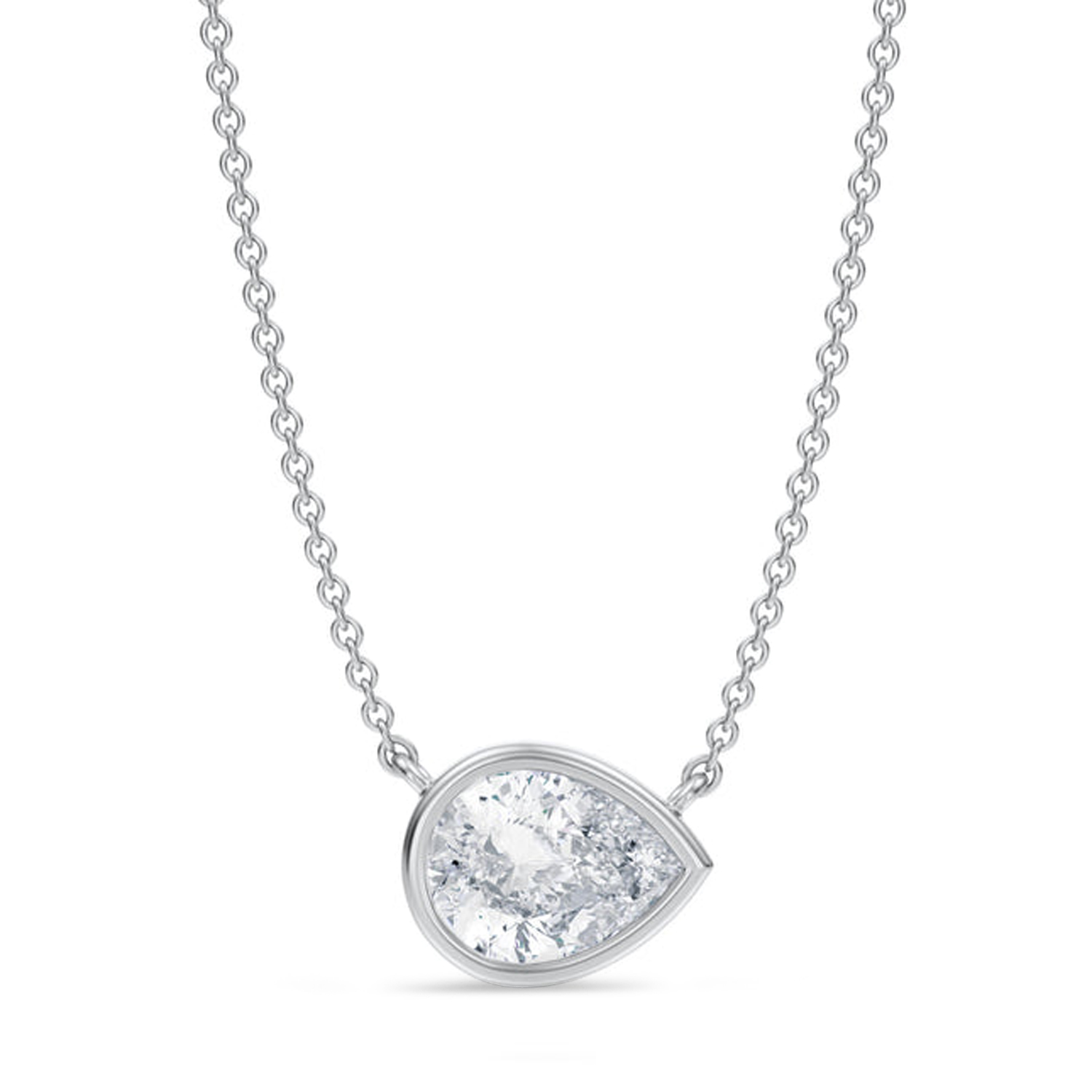 Pear Lab Diamond Pendant Necklace 14K White Gold (1.50ct)