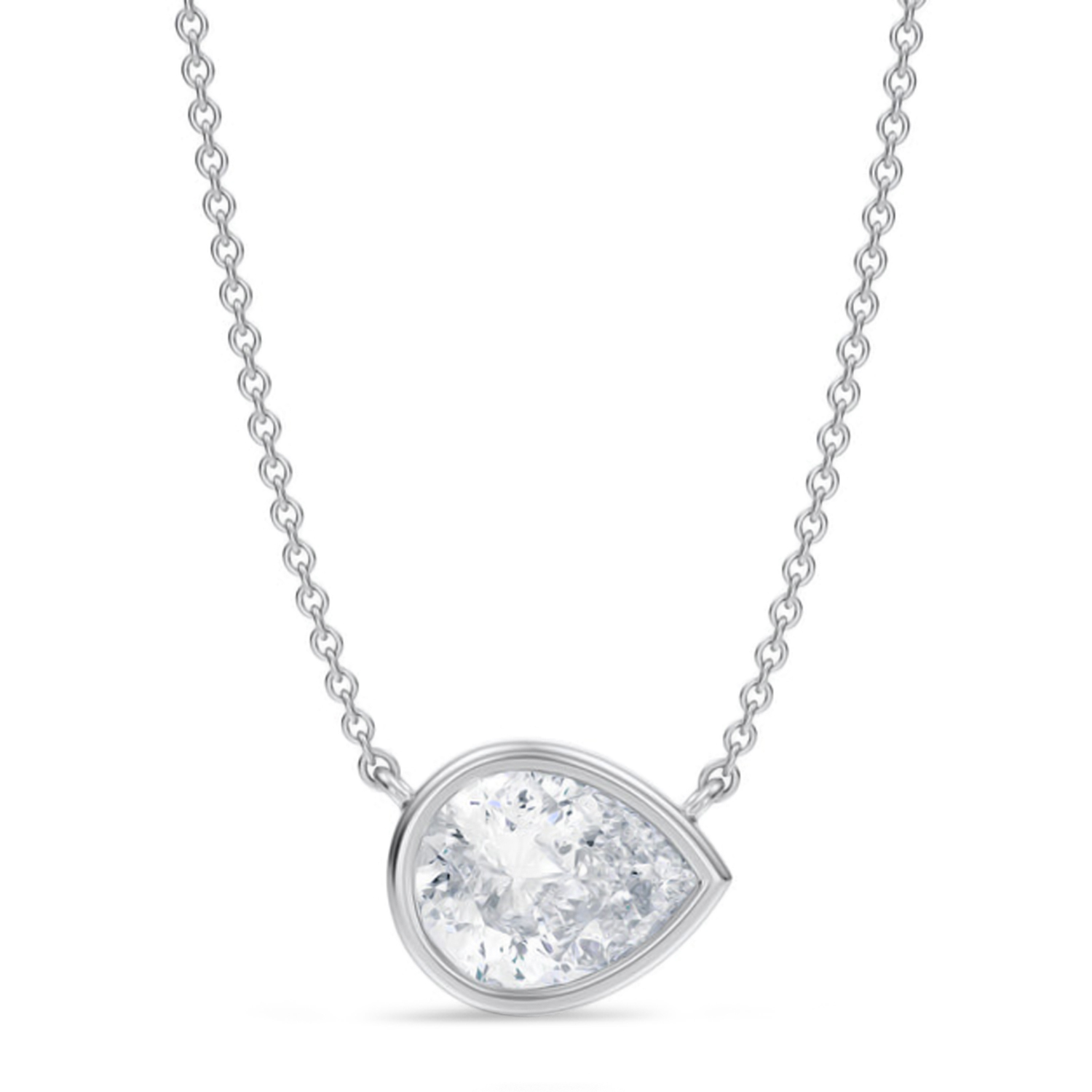 Pear Lab Diamond Pendant Necklace 14K White Gold (2.00ct)