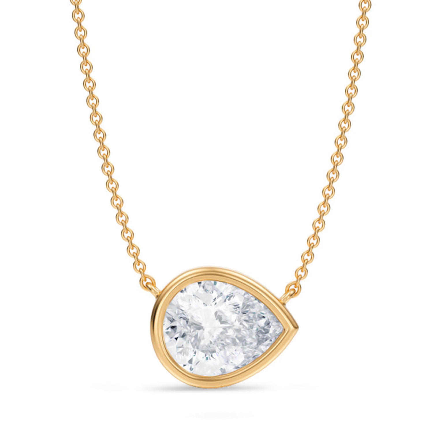 Pear Lab Diamond Solitaire Pendant Necklace 14K Yellow Gold (2.50ct)