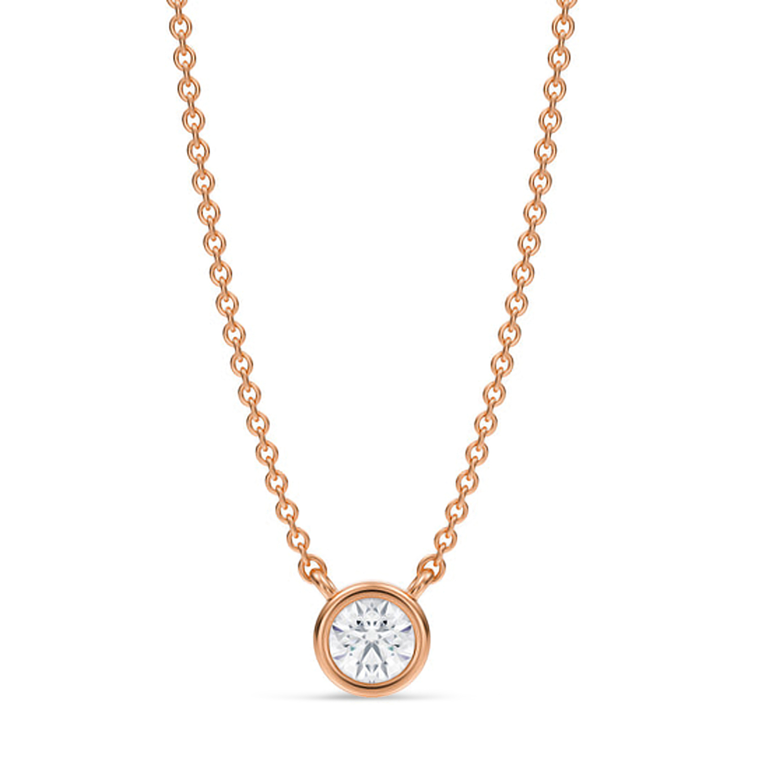 Round Lab Diamond Pendant Necklace 14K Rose Gold (0.25ct)