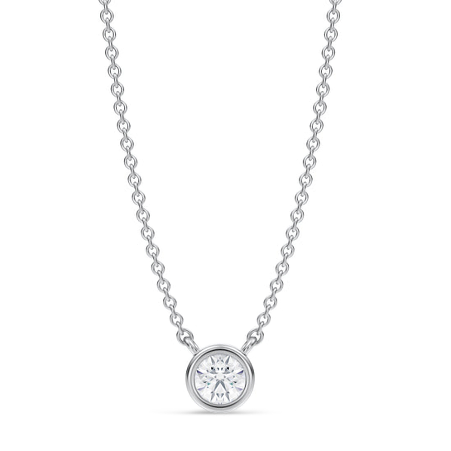 Round Lab Diamond Pendant Necklace 14K White Gold (0.25ct)