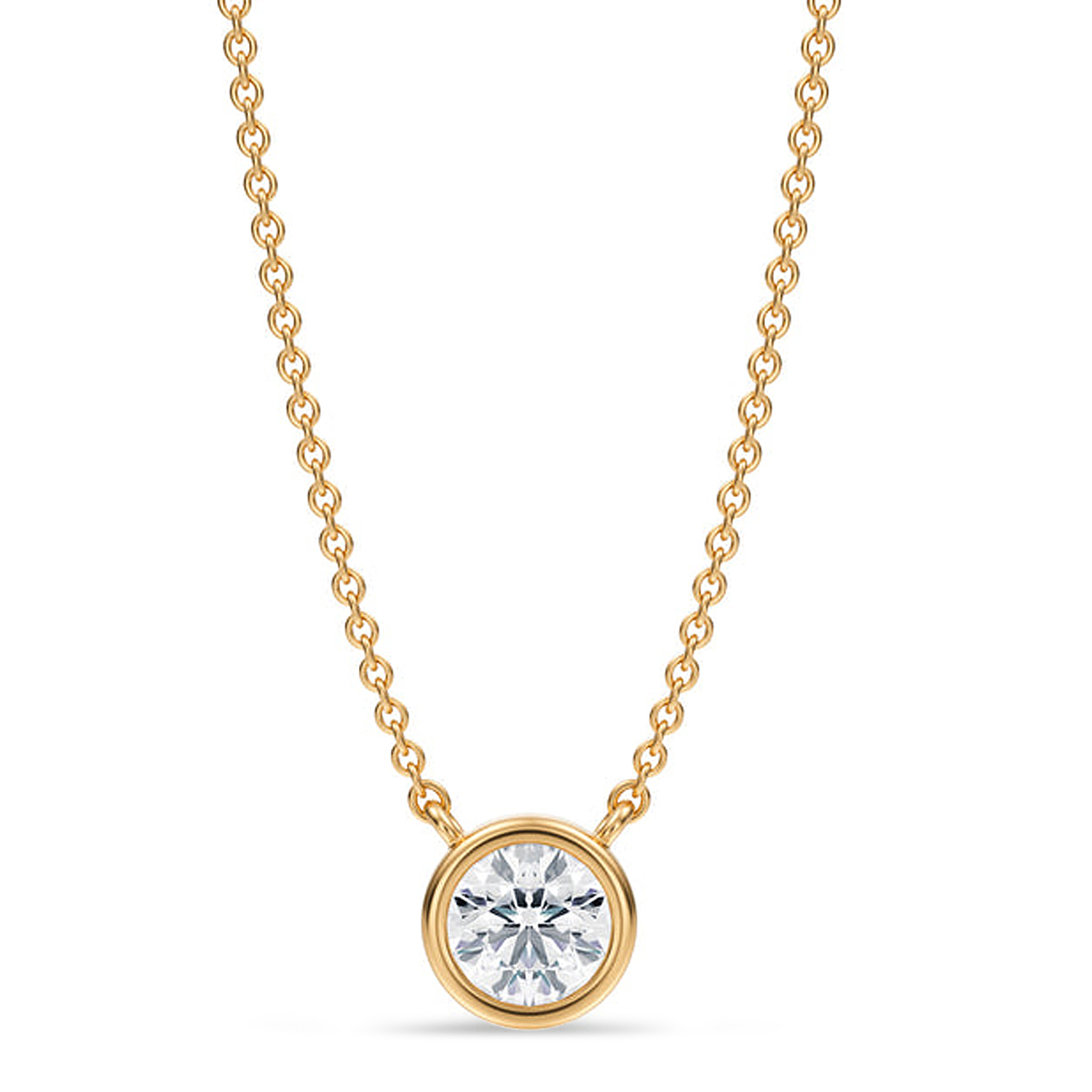 Round Lab Diamond Pendant Necklace 14K Yellow Gold (0.50ct)