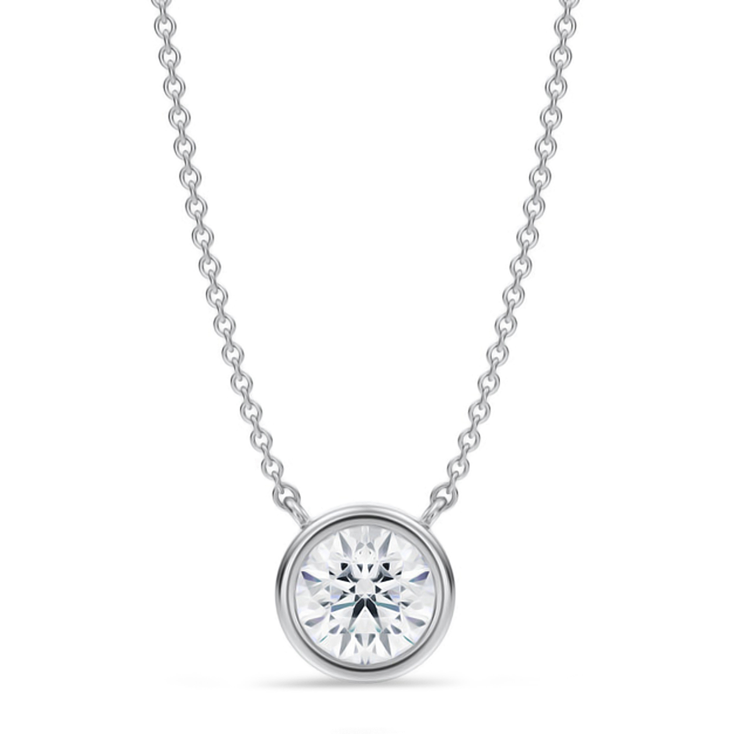 Round Lab Diamond Pendant Necklace 14K White Gold (1.00ct)