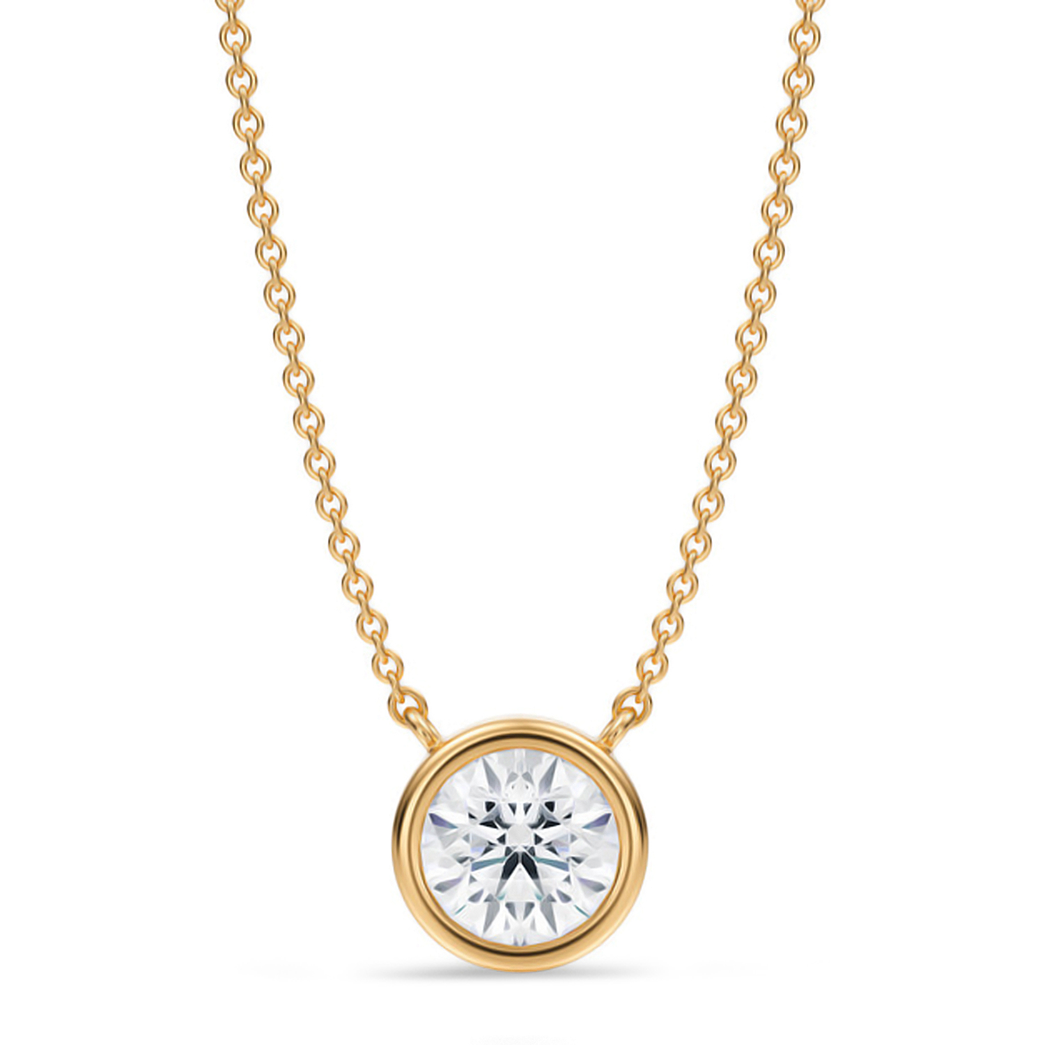 Round Lab Diamond Pendant Necklace 14K Yellow Gold (1.00ct)