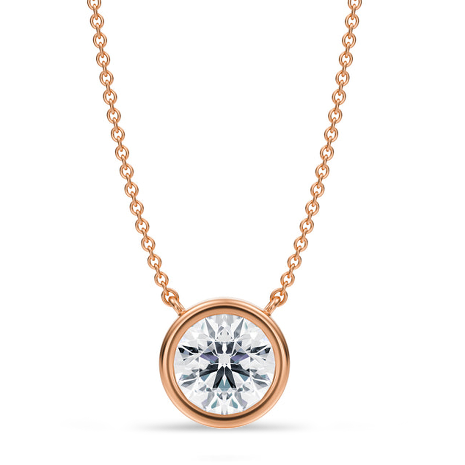 Round Lab Diamond Pendant Necklace 14K Rose Gold (1.50ct)