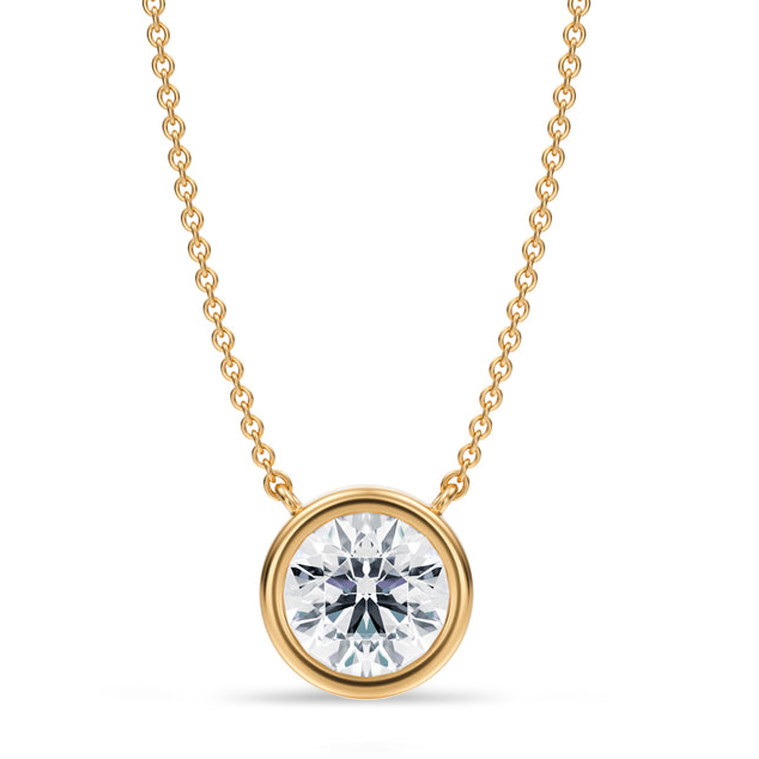 Round Lab Diamond Solitaire Pendant Necklace 14K Yellow Gold (1.50ct)