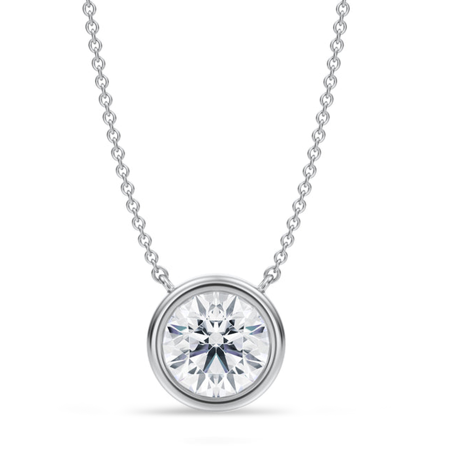 Round Lab Diamond Pendant Necklace 14K White Gold (2.00ct)