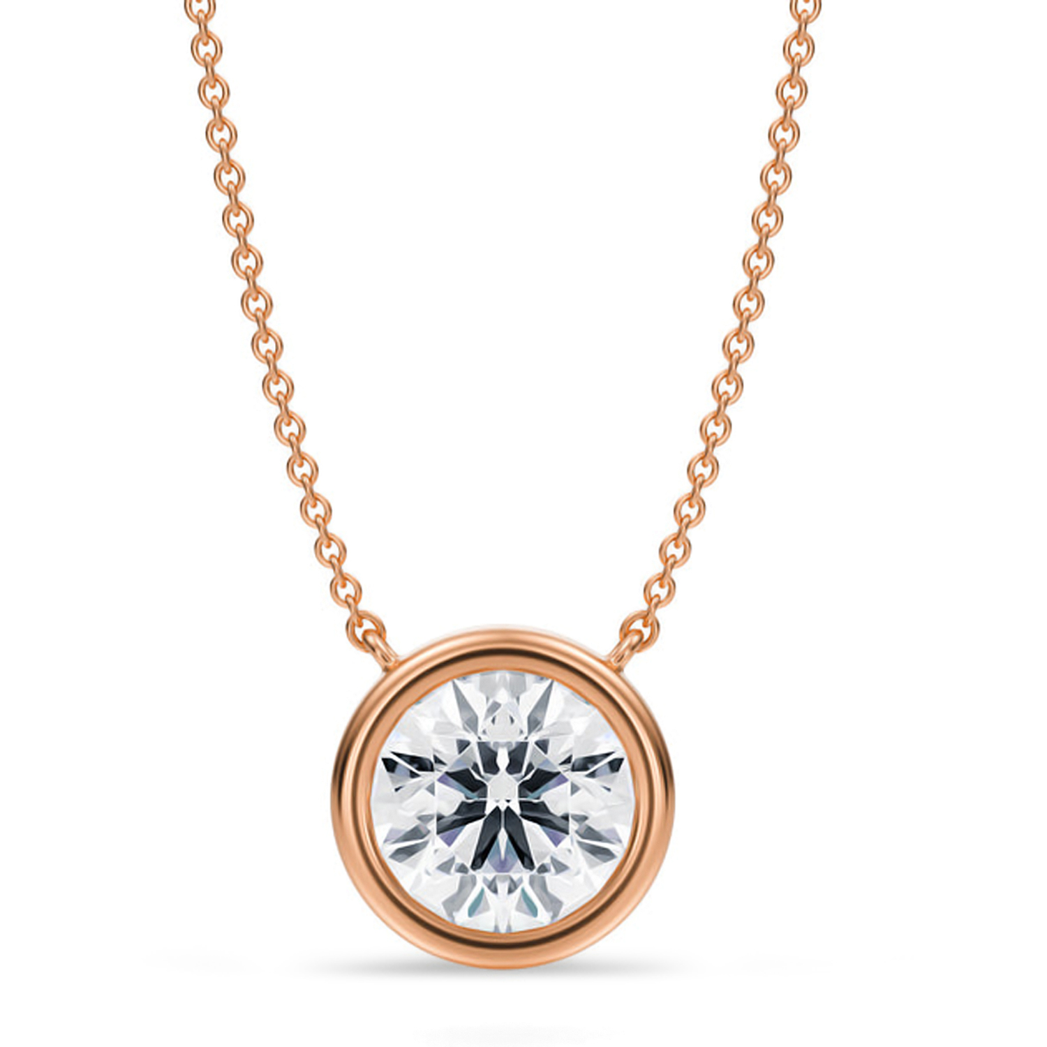 Round Lab Diamond Pendant Necklace 14K Rose Gold (2.50ct)