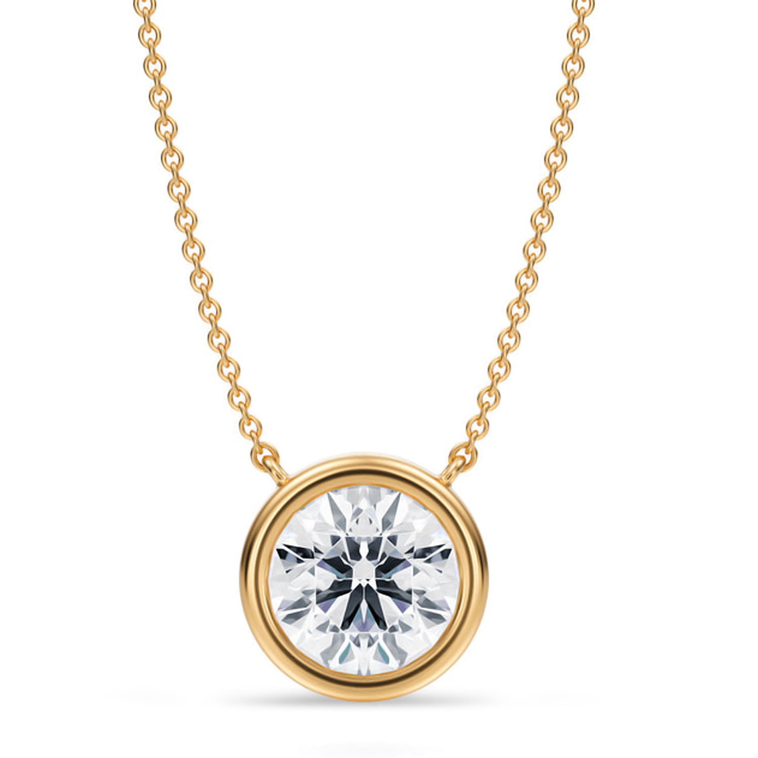 Round Lab Diamond Solitaire Pendant Necklace 14K Yellow Gold (2.50ct)