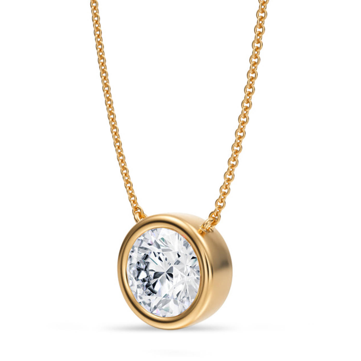 Round Lab Diamond Solitaire Pendant Necklace 14K Yellow Gold (2.50ct)