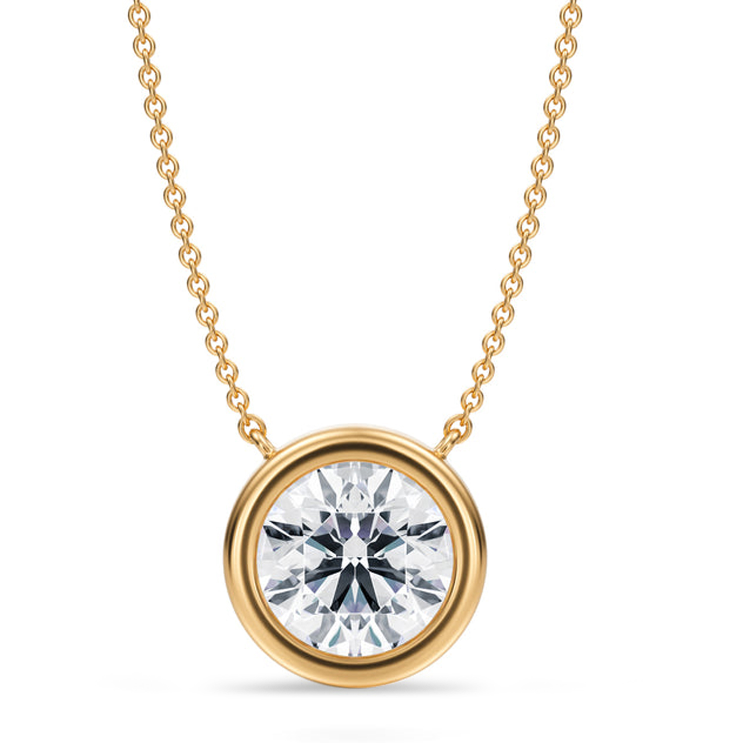 Round Lab Diamond Pendant Necklace 14K Yellow Gold (3.00ct)