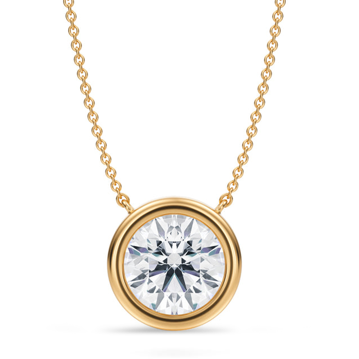 Round Lab Diamond Solitaire Pendant Necklace 14K Yellow Gold (3.50ct)
