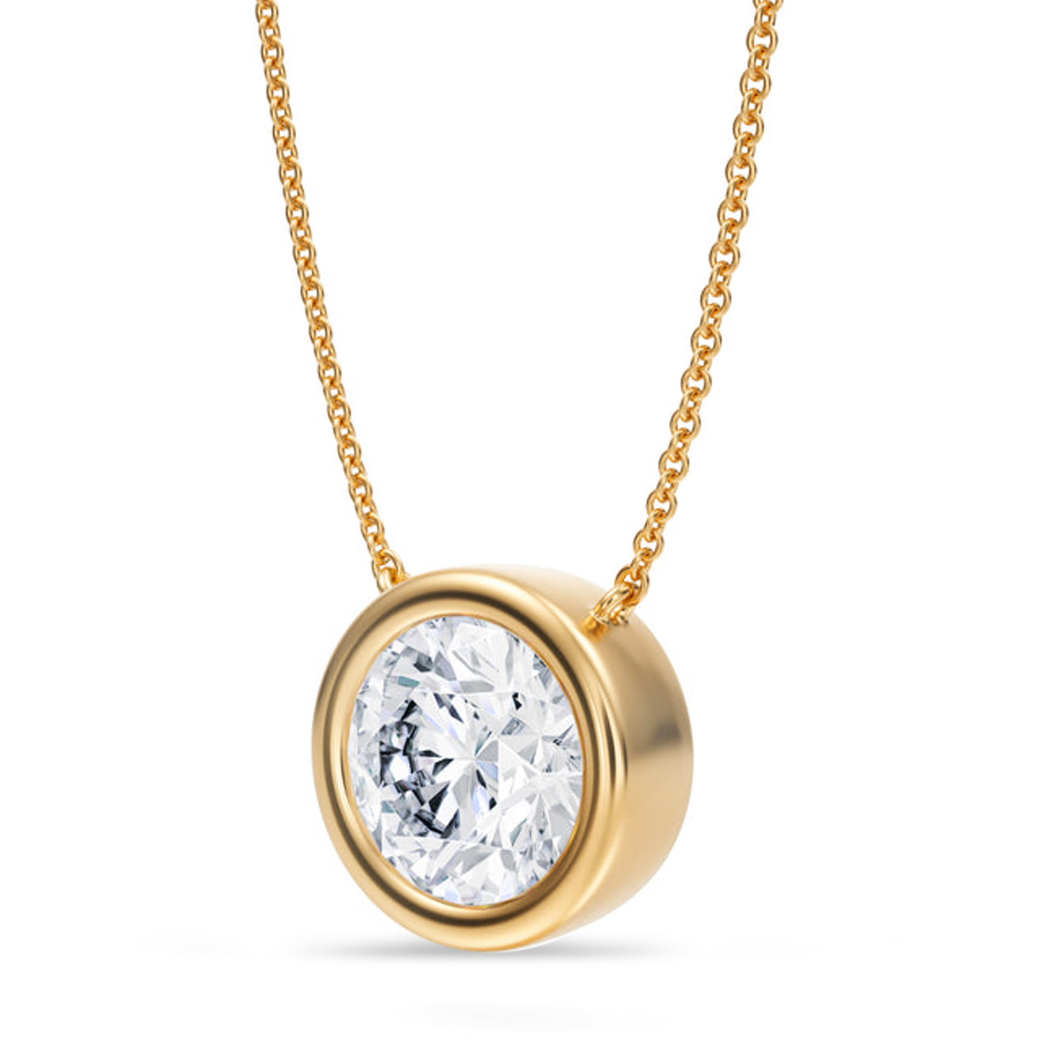 Round Lab Diamond Solitaire Pendant Necklace 14K Yellow Gold (3.50ct)