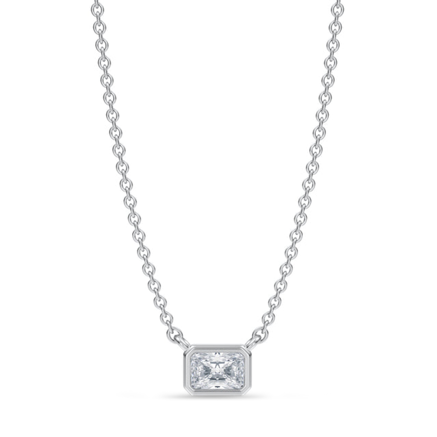 Radiant Lab Diamond Pendant Necklace 14K White Gold (0.25ct)