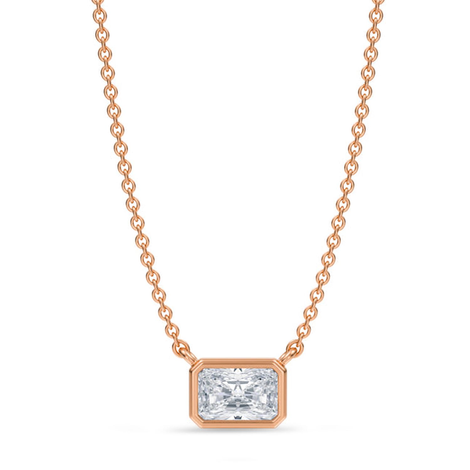 Radiant Lab Diamond Solitaire Pendant Necklace 14K Rose Gold (0.50ct)