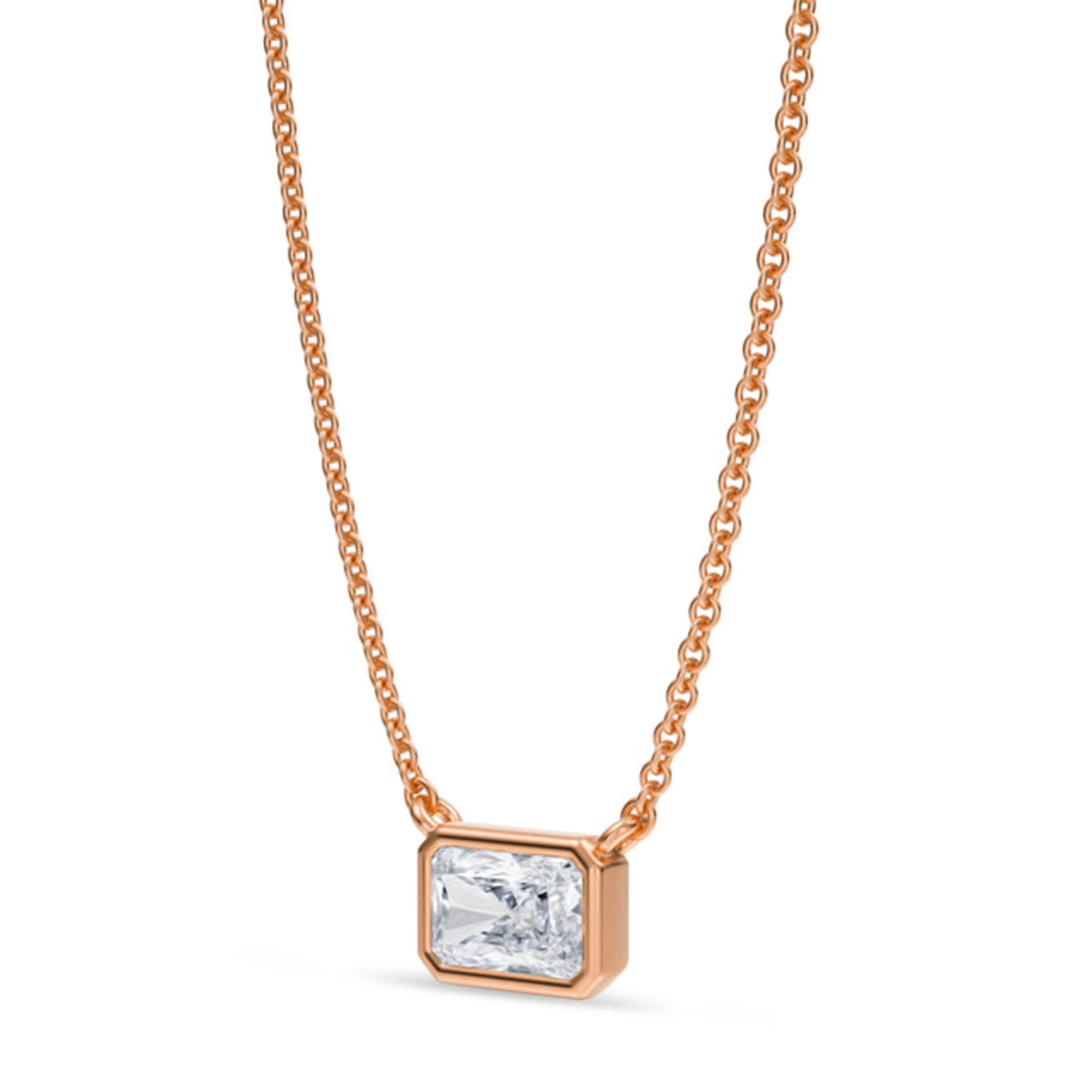 Radiant Lab Diamond Solitaire Pendant Necklace 14K Rose Gold (0.50ct)