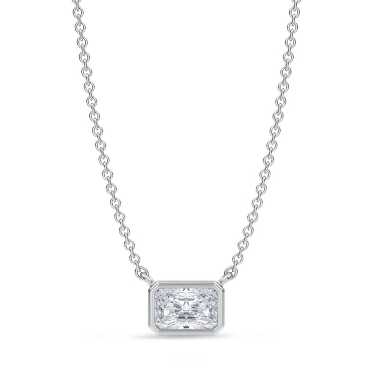 Radiant Lab Diamond Pendant Necklace 14K White Gold (0.50ct)