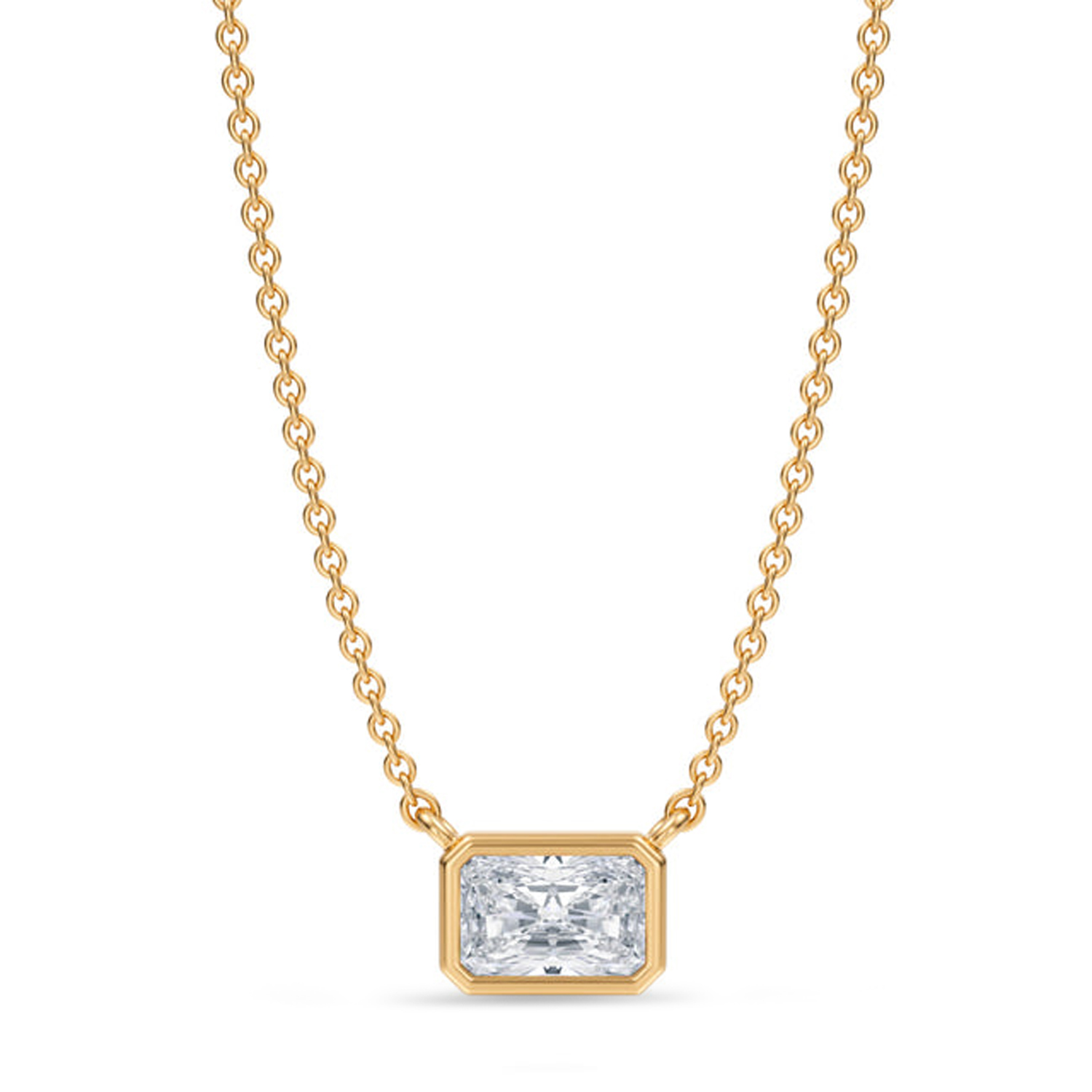Radiant Lab Diamond Solitaire Pendant Necklace 14K Yellow Gold (0.50ct)