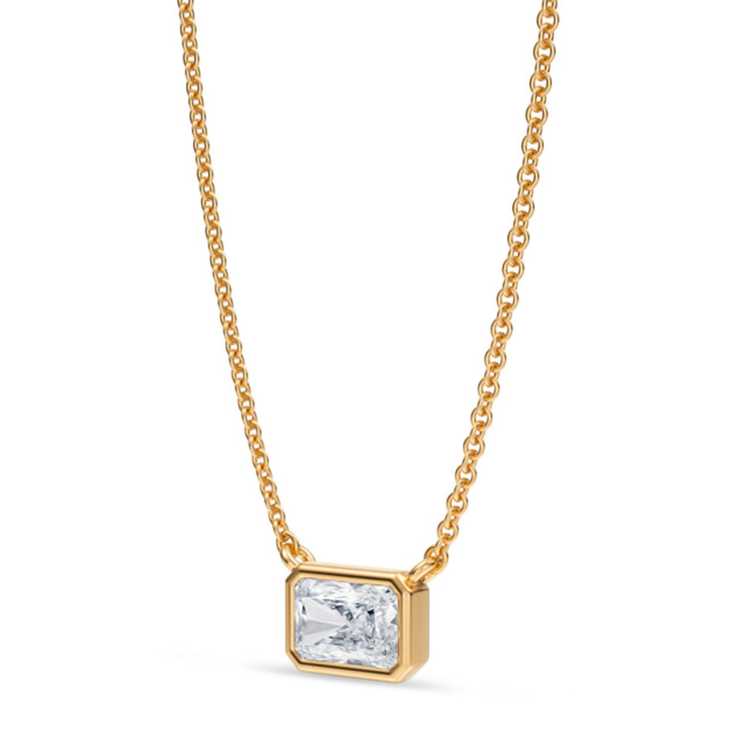 Radiant Lab Diamond Solitaire Pendant Necklace 14K Yellow Gold (0.50ct)