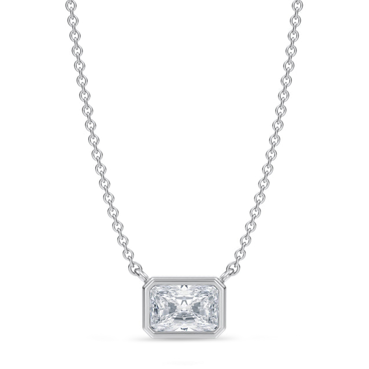 Radiant Lab Diamond Pendant Necklace 14K White Gold (0.75ct)