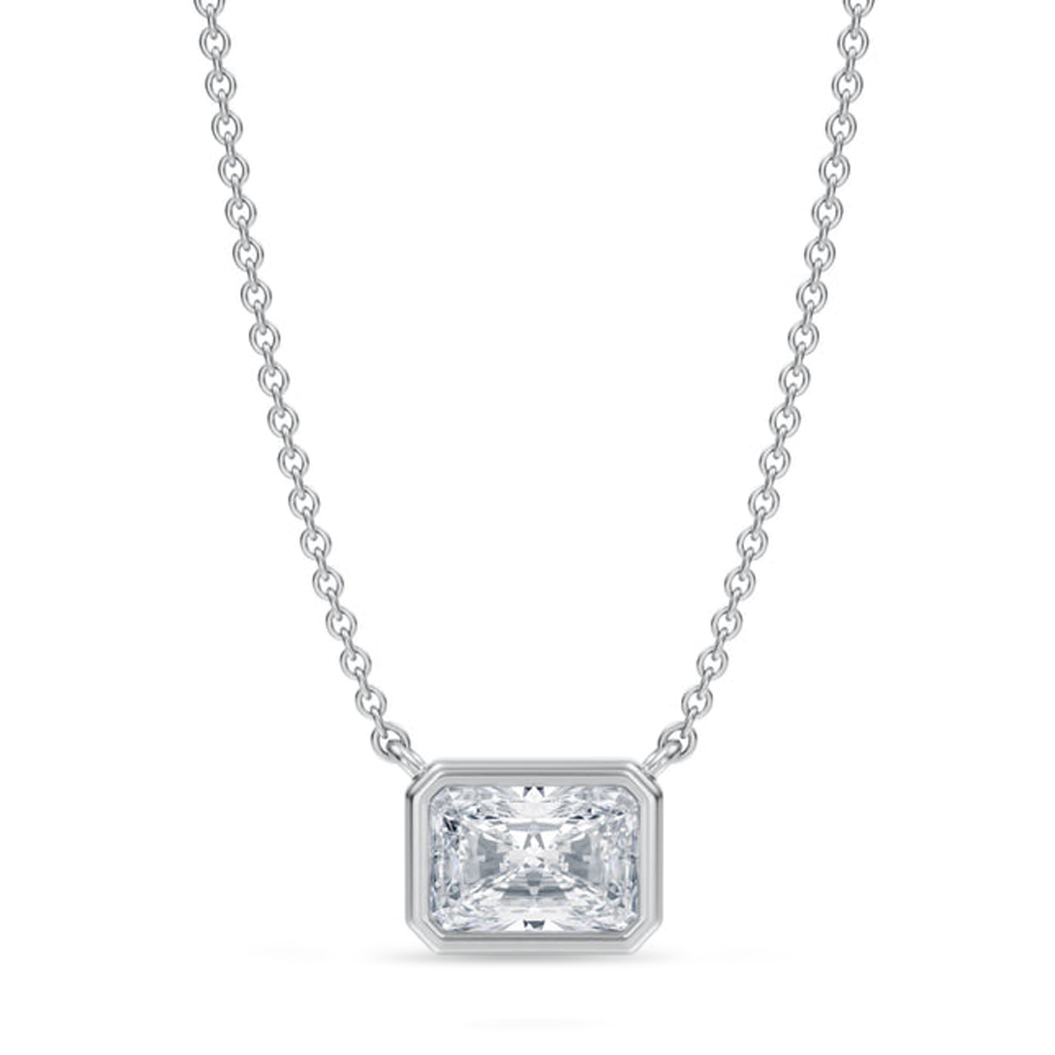 Radiant Lab Diamond Pendant Necklace 14K White Gold (1.00ct)