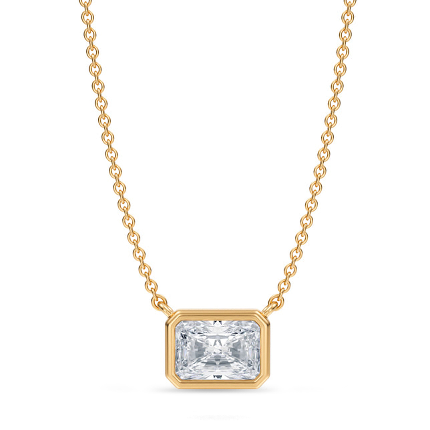 Radiant Lab Diamond Solitaire Pendant Necklace 14K Yellow Gold (1.00ct)