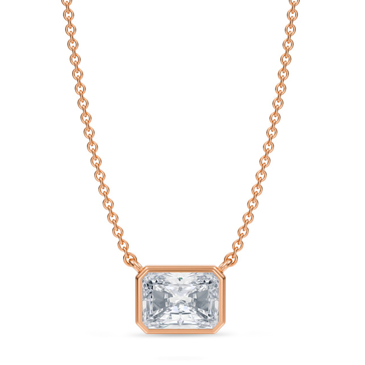 Radiant Lab Diamond Solitaire Pendant Necklace 14K Rose Gold (1.50ct)