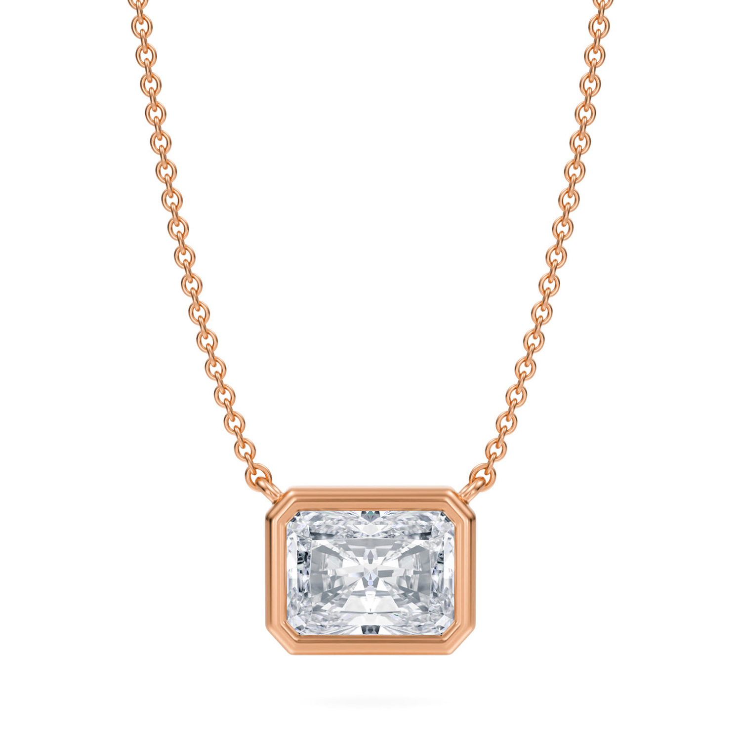 Radiant Lab Diamond Solitaire Pendant Necklace 14K Rose Gold (2.00ct)