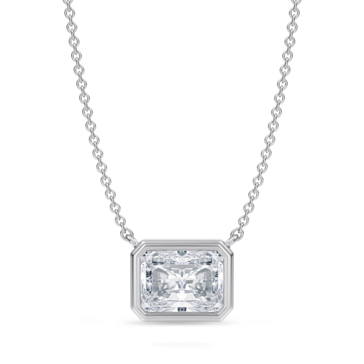 Radiant Lab Diamond Pendant Necklace 14K White Gold (2.00ct)