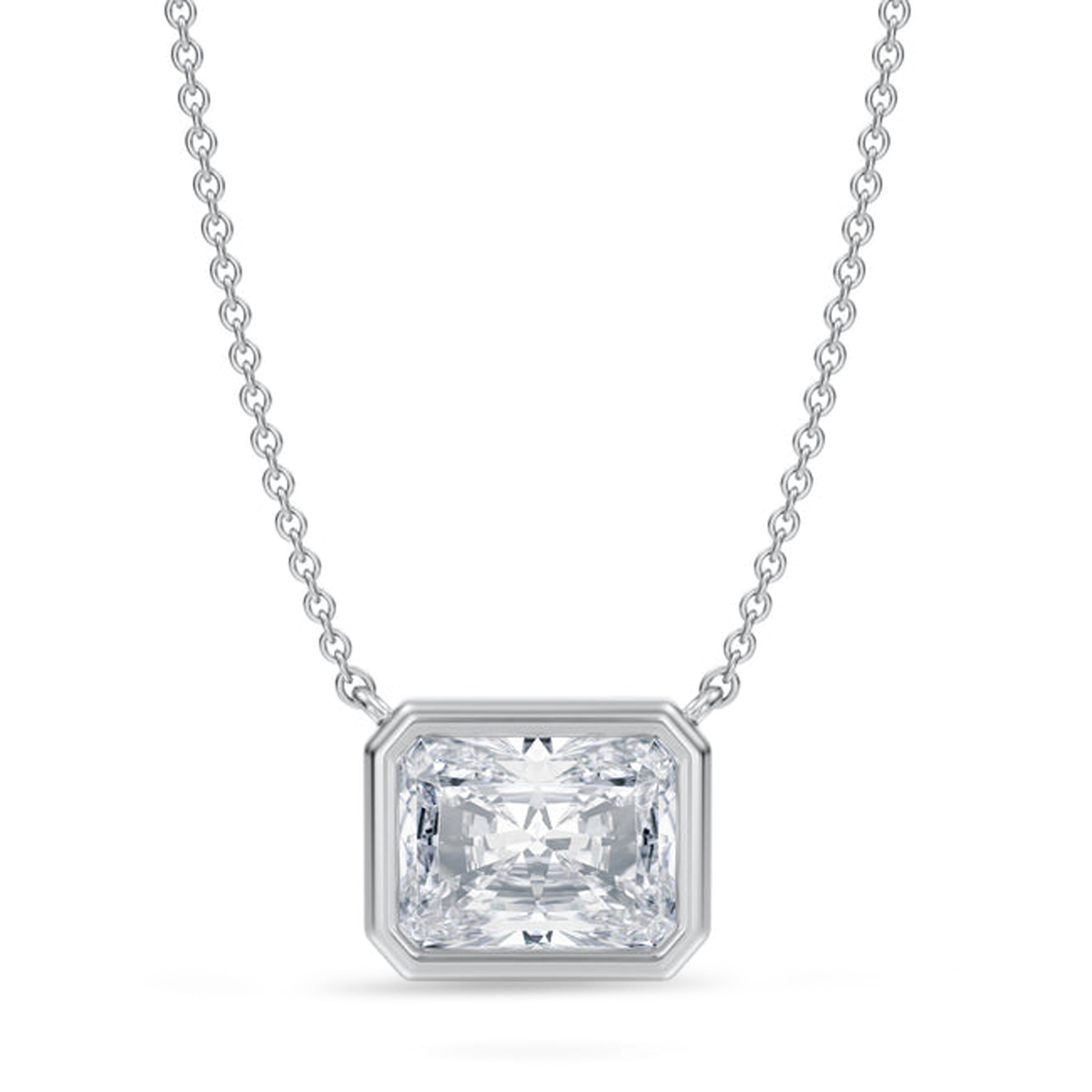 Radiant Lab Diamond Pendant Necklace 14K White Gold (2.50ct)
