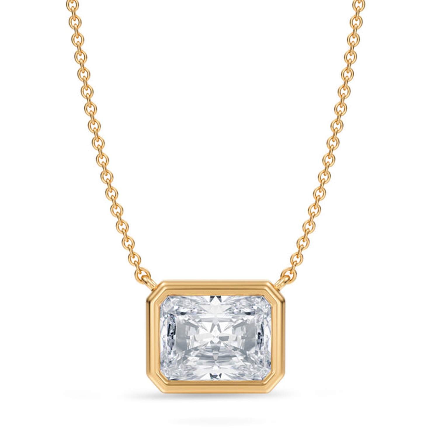 Radiant Lab Diamond Pendant Necklace 14K Yellow Gold (2.50ct)