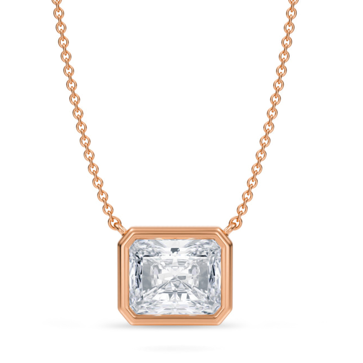 Radiant Lab Diamond Solitaire Pendant Necklace 14K Rose Gold (3.00ct)