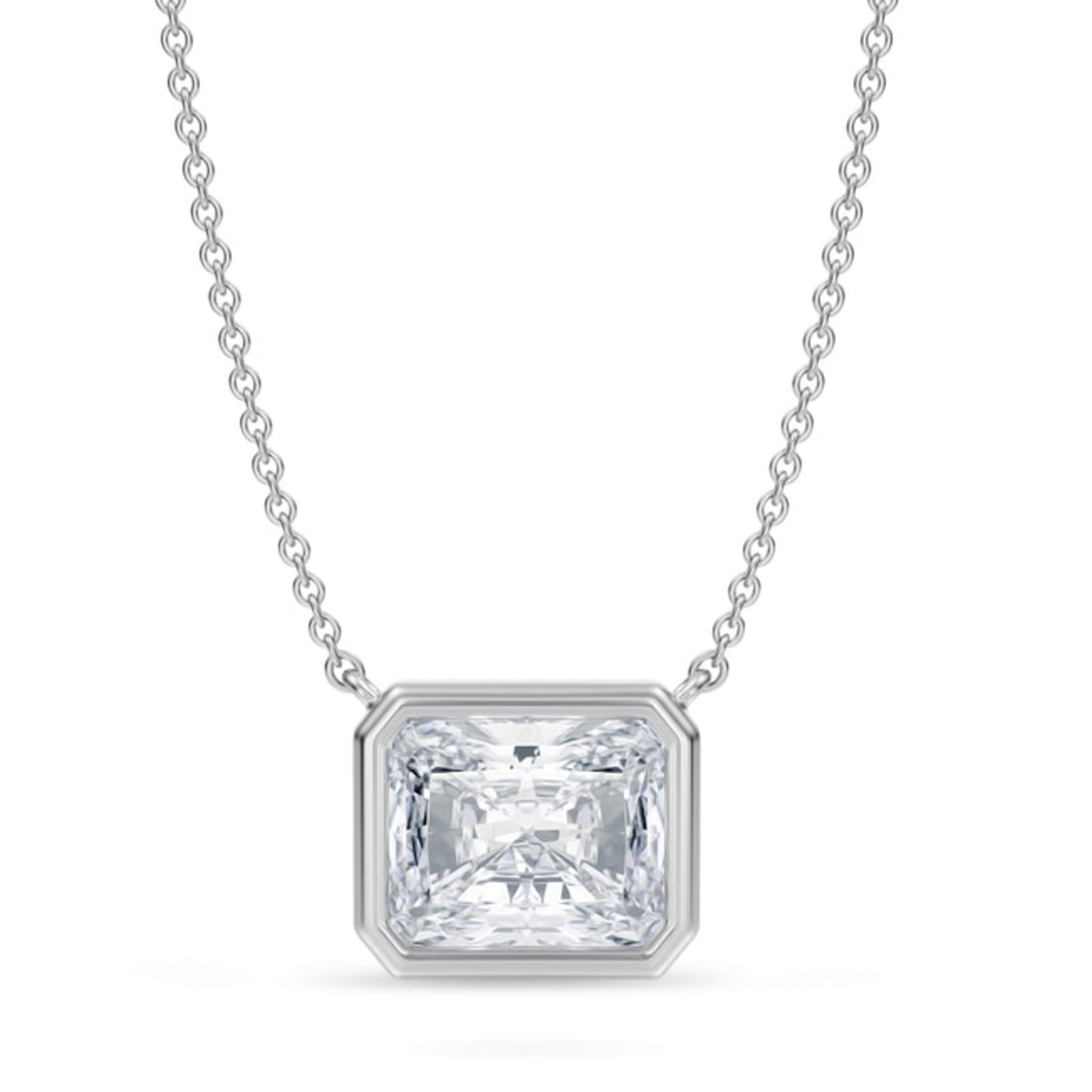 Radiant Lab Diamond Pendant Necklace 14K White Gold (3.00ct)