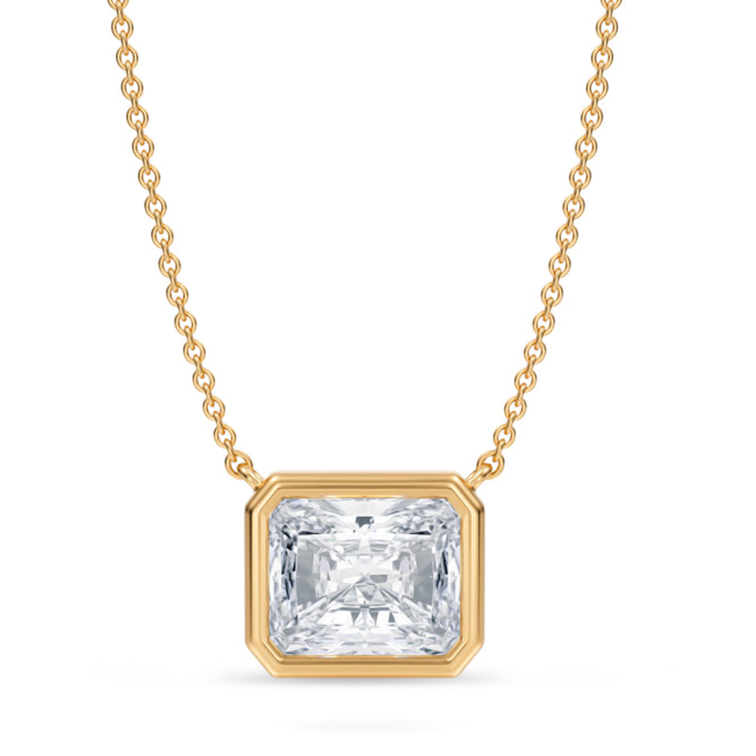 Radiant Lab Diamond Solitaire Pendant Necklace 14K Yellow Gold (3.00ct)