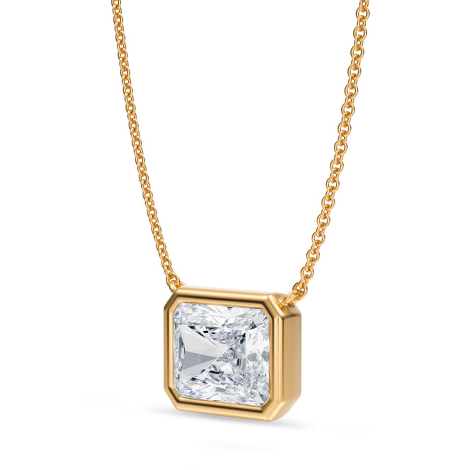 Radiant Lab Diamond Solitaire Pendant Necklace 14K Yellow Gold (3.00ct)