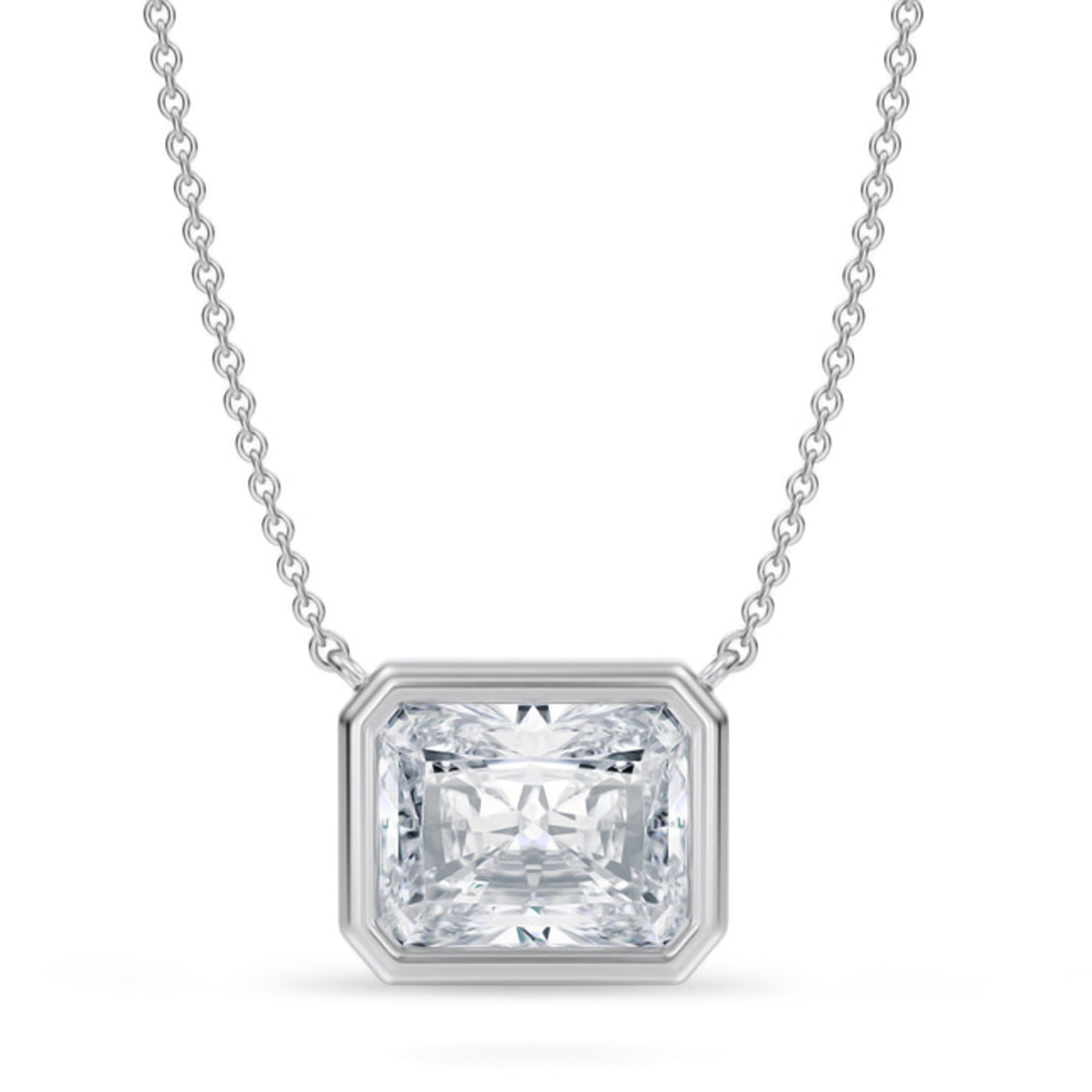 Radiant Lab Diamond Pendant Necklace 14K White Gold (3.50ct)