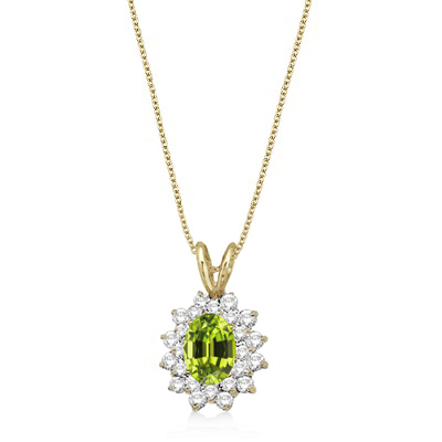 Peridot & Diamond Accented Pendant 14k Yellow Gold (1.60ctw)