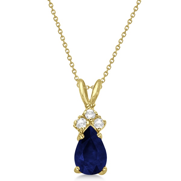 Pear Sapphire & Diamond Solitaire Pendant 14k Yellow Gold (0.75ct)