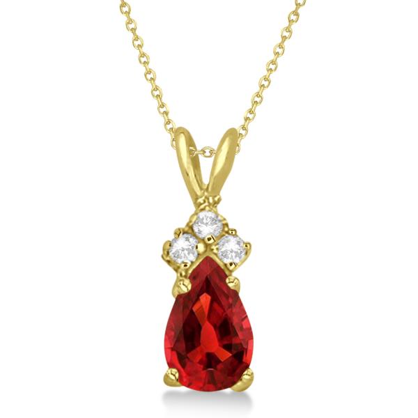 Pear Garnet & Diamond Solitaire Pendant 14k Yellow Gold (0.75ct)
