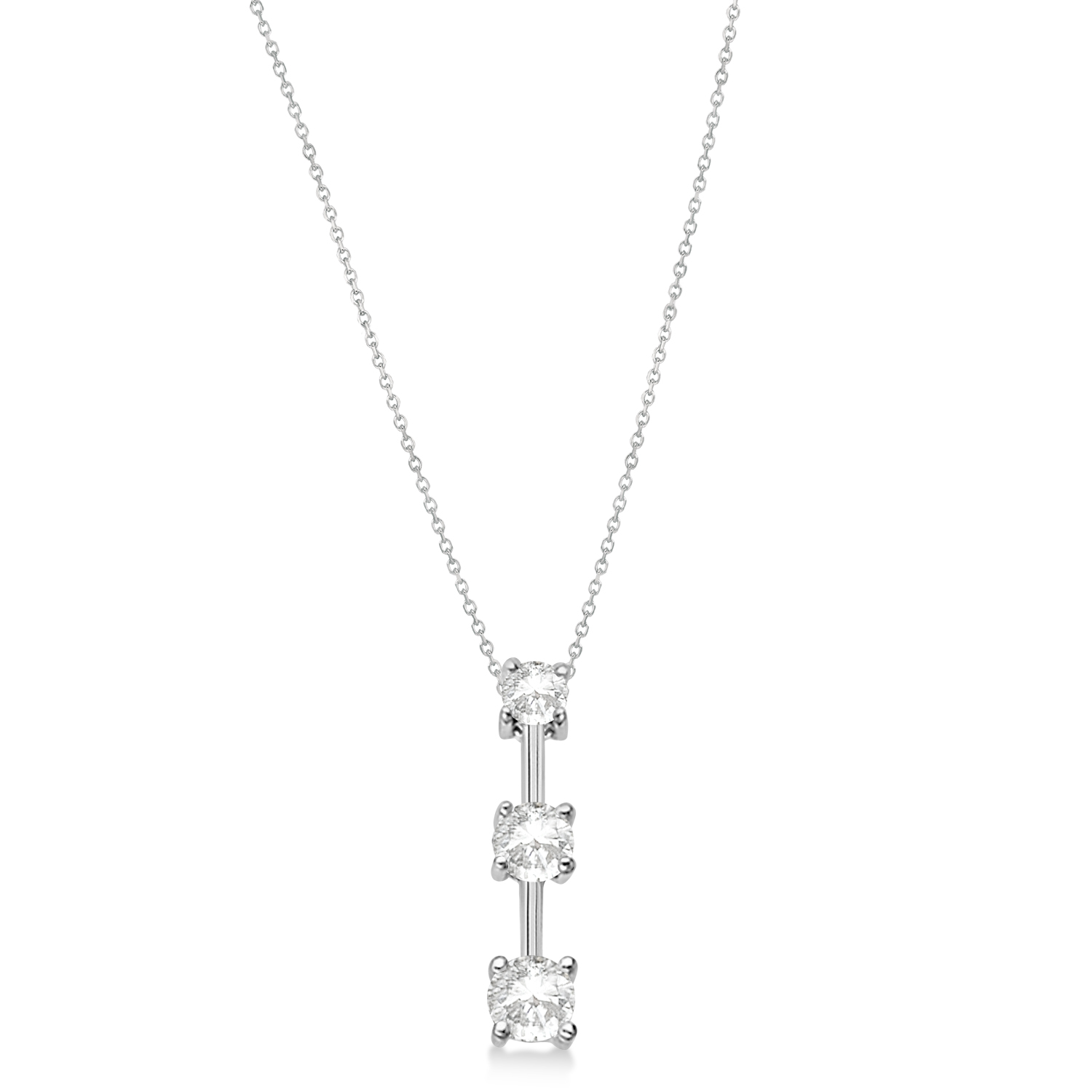 Three-Stone Graduated Lab Diamond Pendant Necklace 14k White Gold (1.00ct)