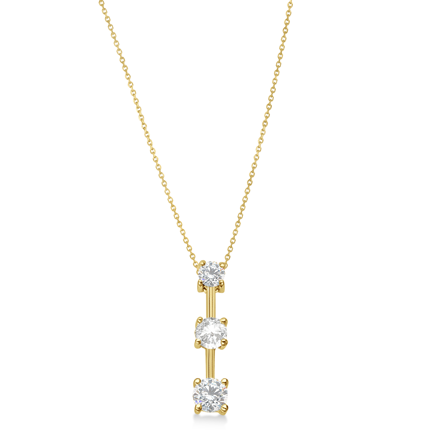 Moissanites & Diamond Three-Stone Necklace 14k Yellow Gold (0.50ct)
