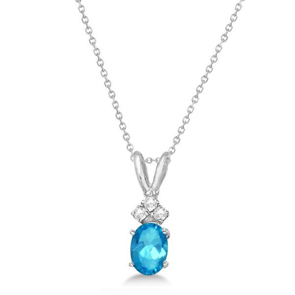 Blue Topaz Pendant with Diamonds 14K White Gold (1.06ctw)