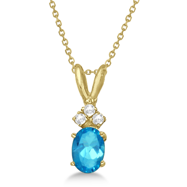 Blue Topaz Pendant with Diamonds 14K Yellow Gold (1.06ctw) CBP493